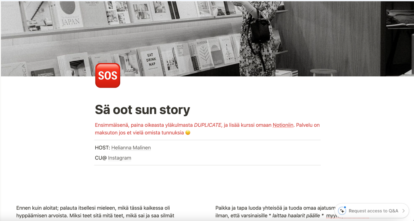 SOS - Sä oot sun story-kurssi